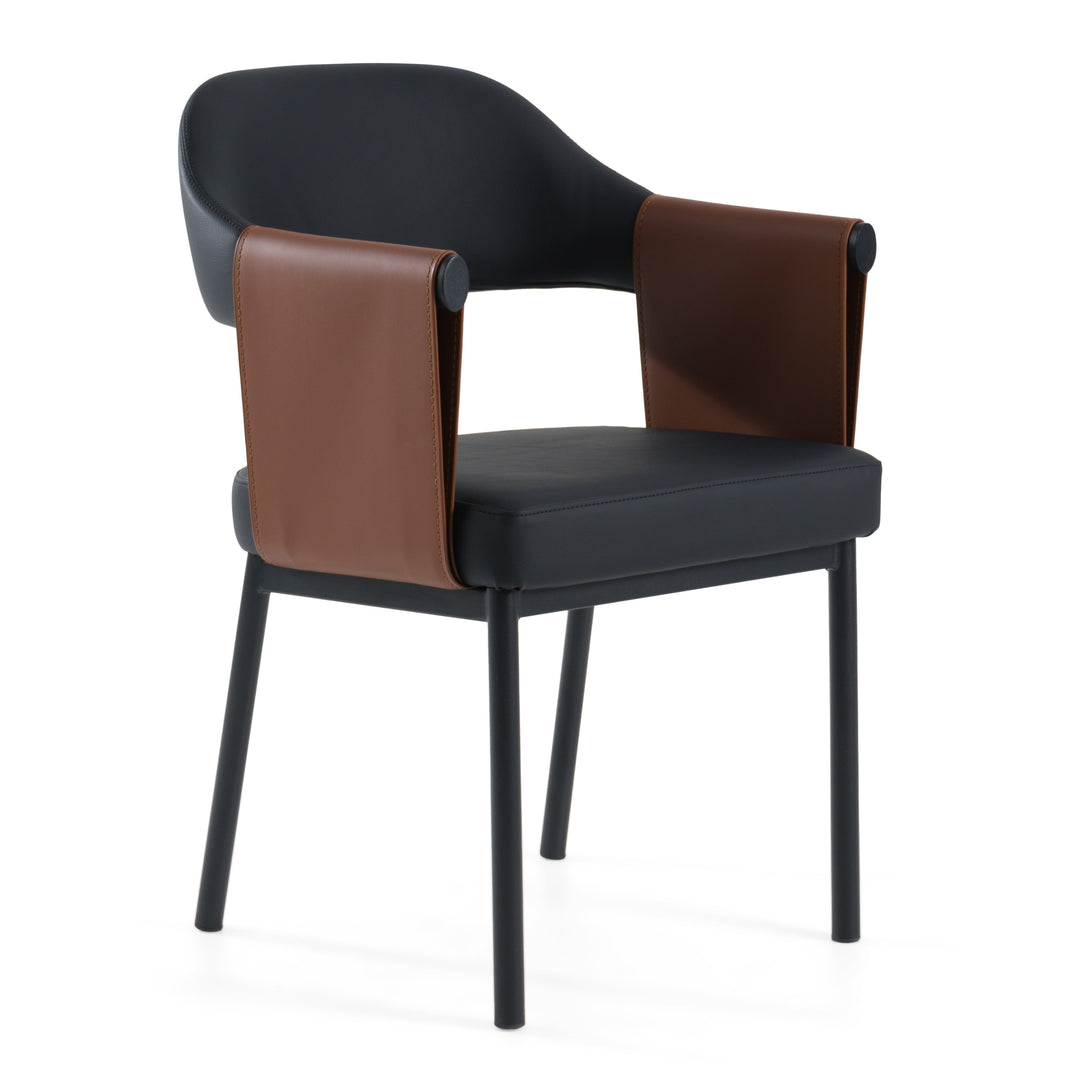 Jensen - Modern Black + Camel Vegan Leather Dining Chair