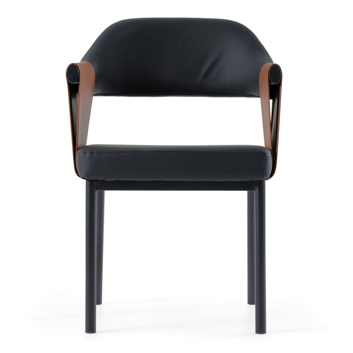 Jensen - Modern Black + Camel Vegan Leather Dining Chair