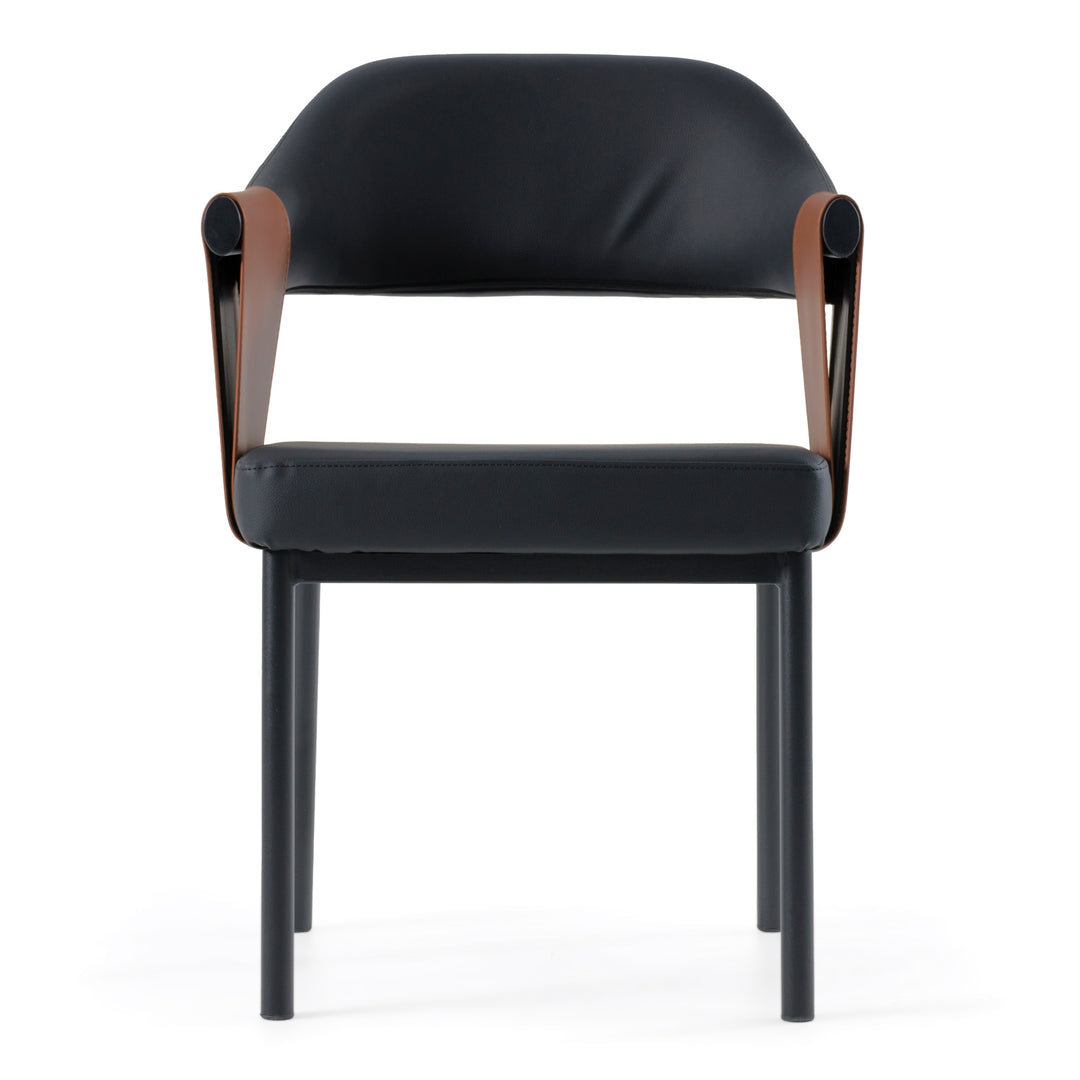 Jensen - Modern Black + Camel Vegan Leather Dining Chair