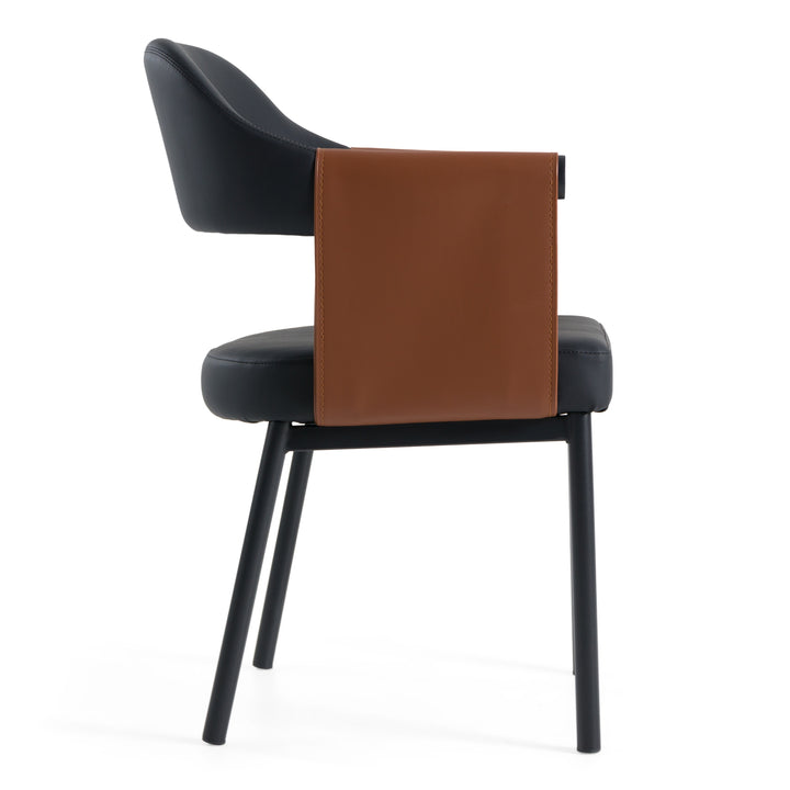 Jensen - Modern Black + Camel Vegan Leather Dining Chair