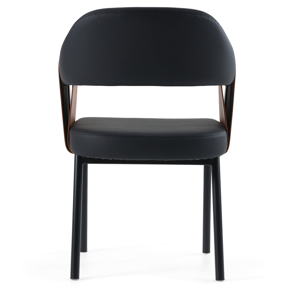 Jensen - Modern Black + Camel Vegan Leather Dining Chair - View 4