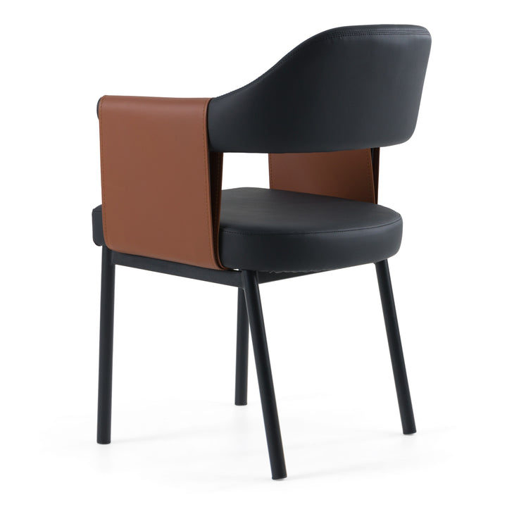 Jensen - Modern Black + Camel Vegan Leather Dining Chair