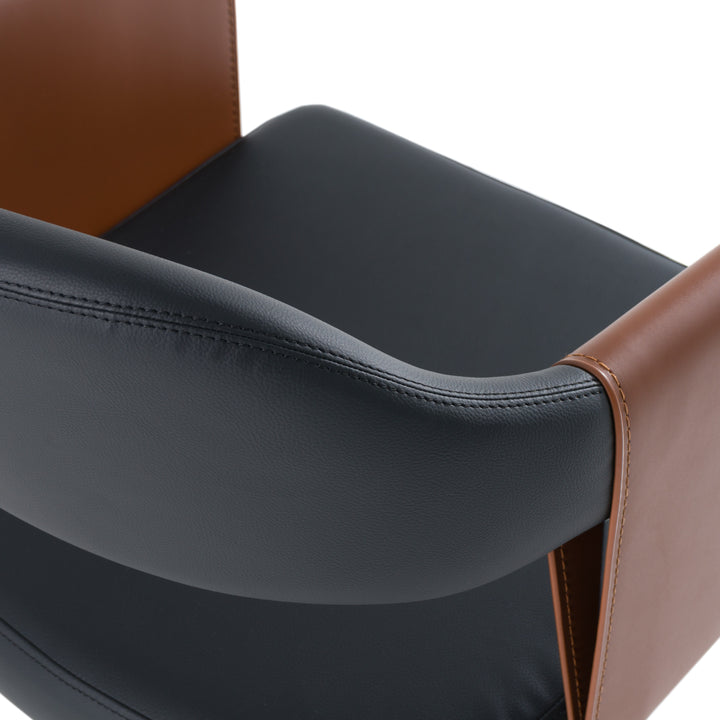 Jensen - Modern Black + Camel Vegan Leather Dining Chair