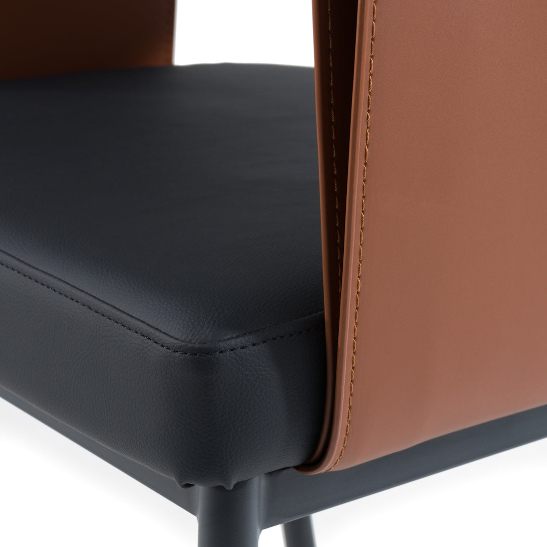 Jensen - Modern Black + Camel Vegan Leather Dining Chair