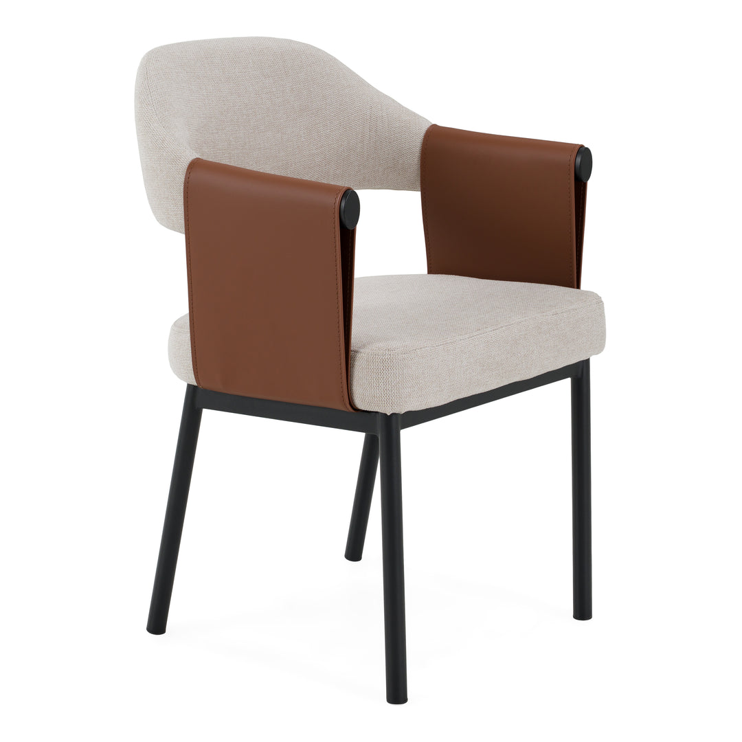Jensen - Modern Light Grey Fabric + Camel Vegan Leather Dining Chair