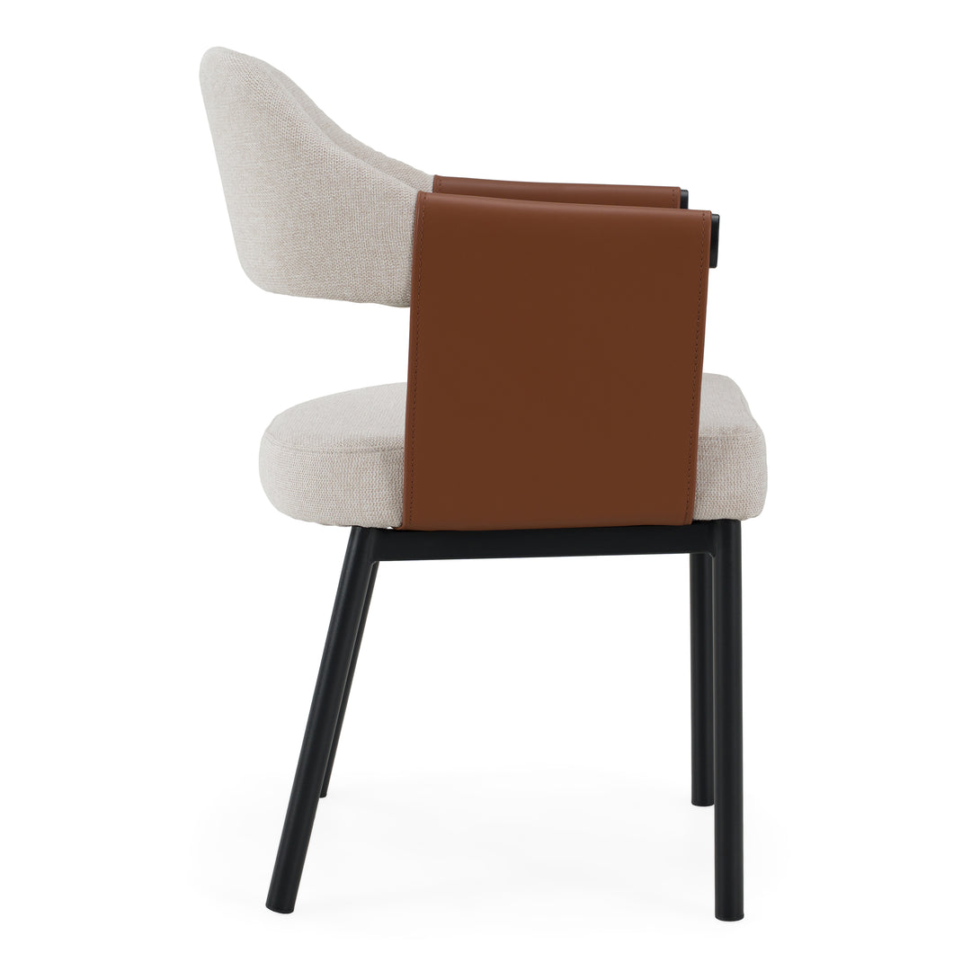 Jensen - Modern Light Grey Fabric + Camel Vegan Leather Dining Chair