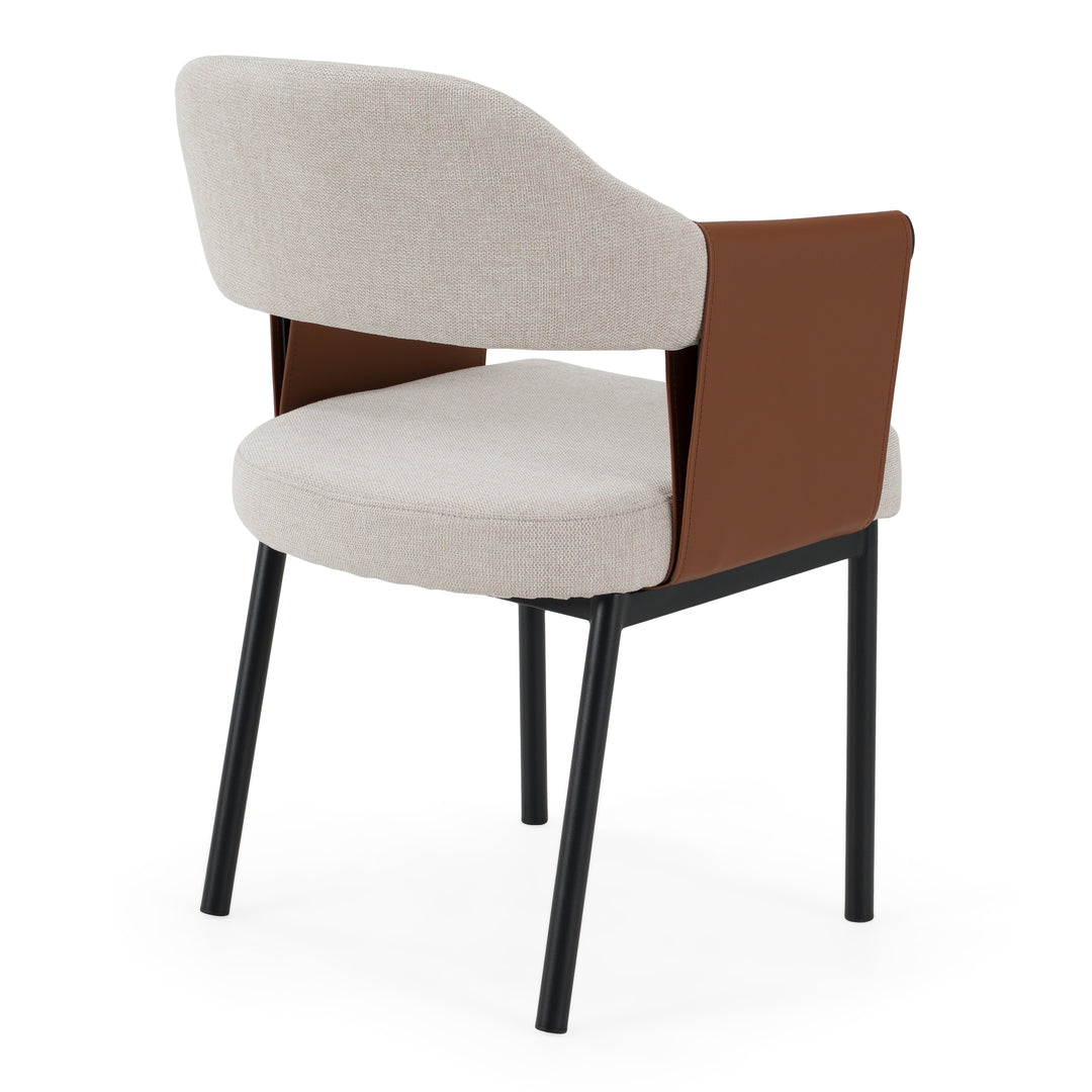Jensen - Modern Light Grey Fabric + Camel Vegan Leather Dining Chair