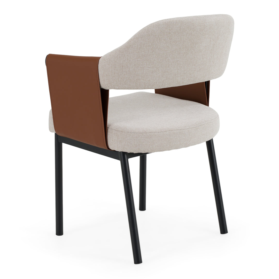 Jensen - Modern Light Grey Fabric + Camel Vegan Leather Dining Chair