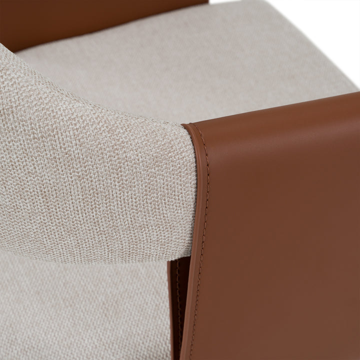 Jensen - Modern Light Grey Fabric + Camel Vegan Leather Dining Chair