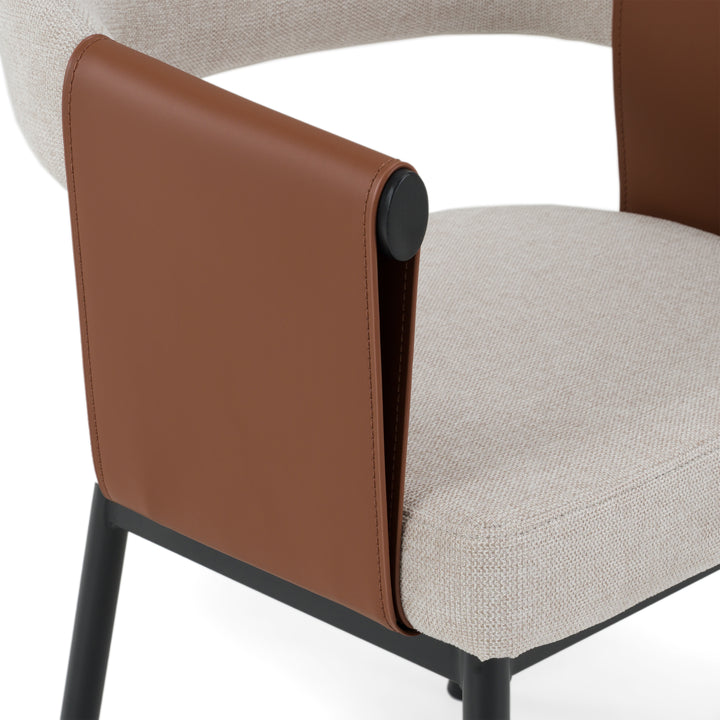 Jensen - Modern Light Grey Fabric + Camel Vegan Leather Dining Chair