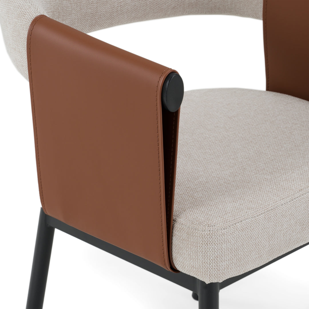 Jensen - Modern Light Grey Fabric + Camel Vegan Leather Dining Chair