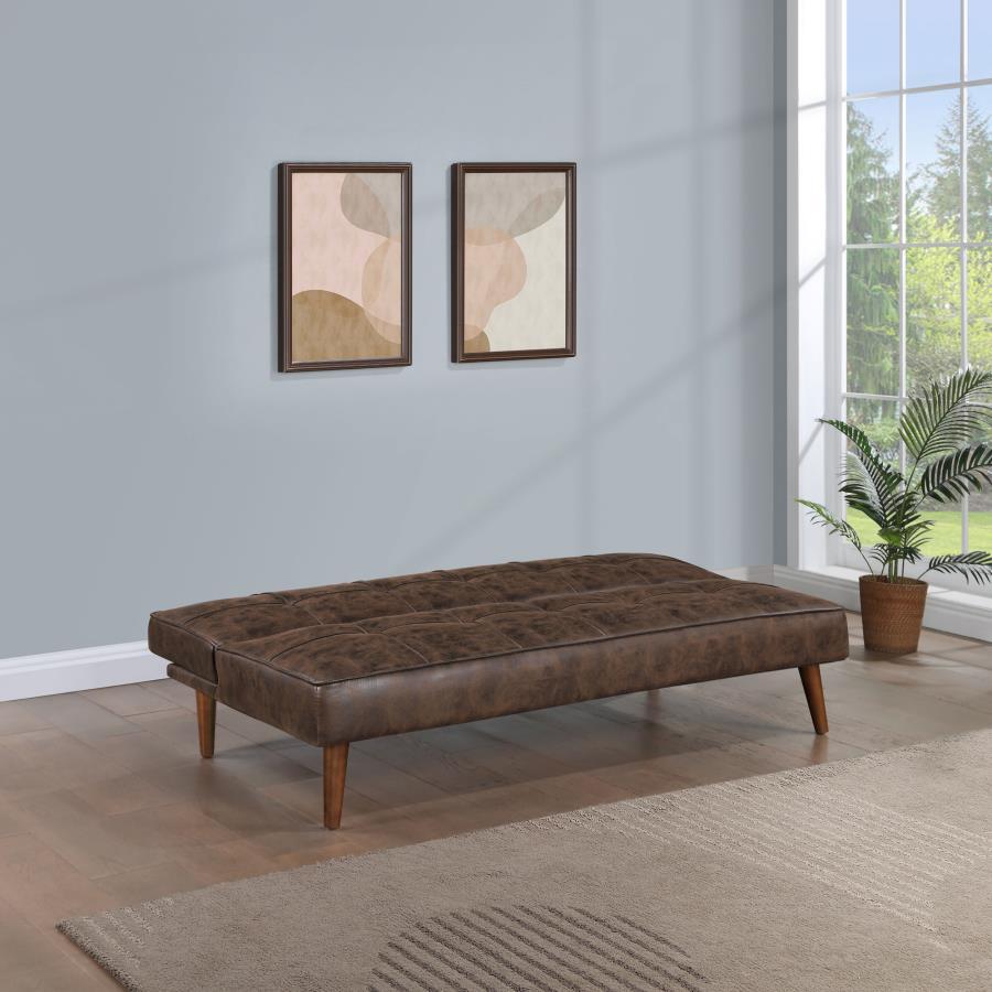 Jenson - Upholstered Tufted Convertible Sofa Bed - Dark Coffee Futon Sofa modern furniture Contempo Furniture