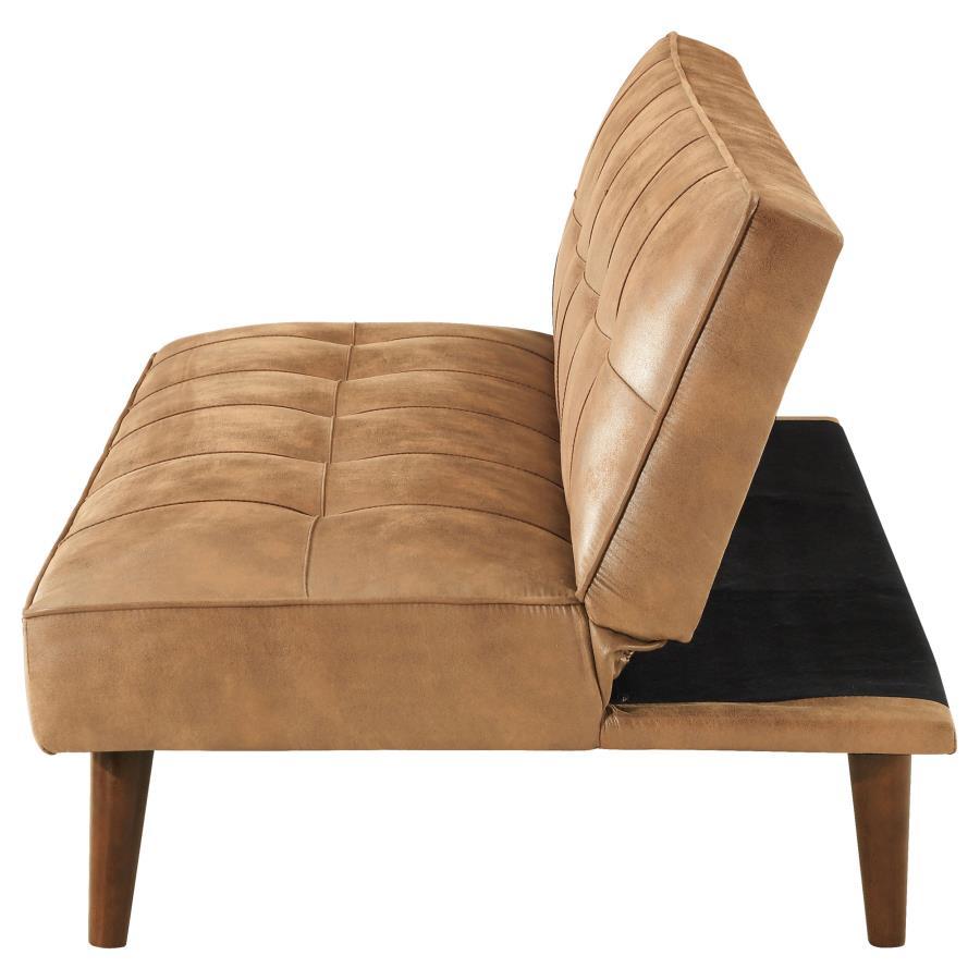 Jenson - Upholstered Tufted Convertible Sofa Bed - Saddle Brown Futon Sofa modern furniture Contempo Furniture