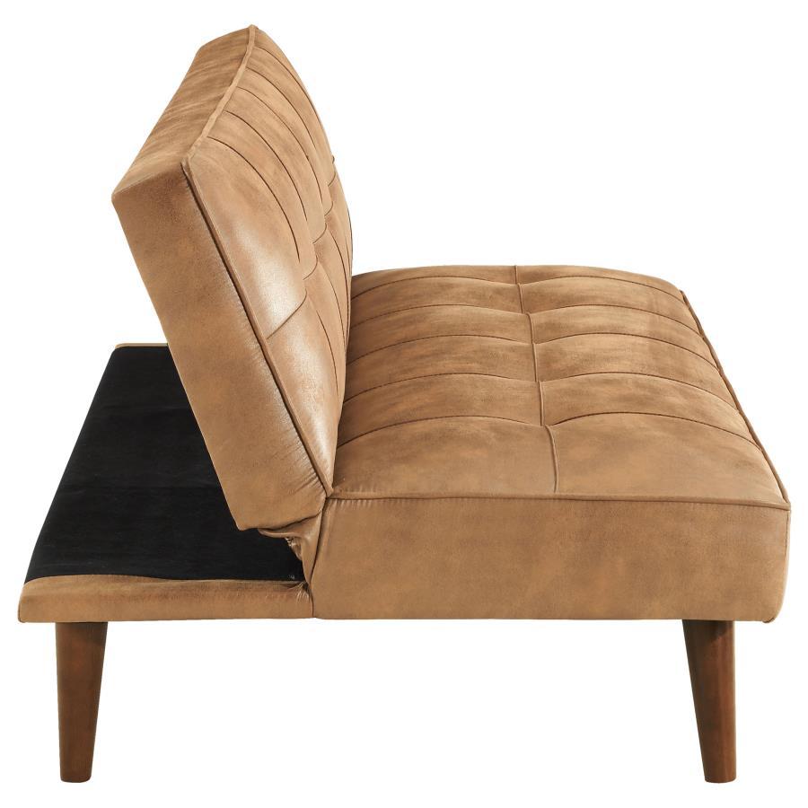 Jenson - Upholstered Tufted Convertible Sofa Bed - Saddle Brown Futon Sofa modern furniture Contempo Furniture
