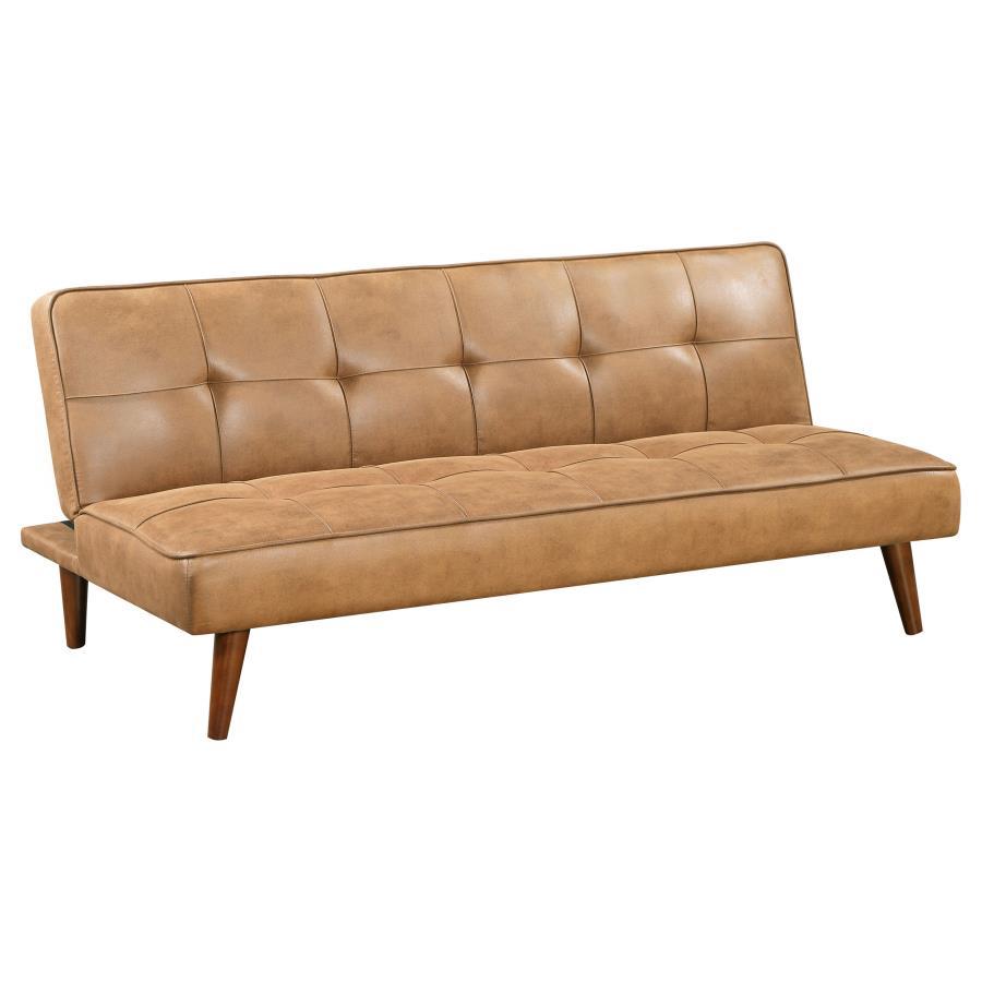 Jenson - Upholstered Tufted Convertible Sofa Bed - Saddle Brown Futon Sofa modern furniture Contempo Furniture