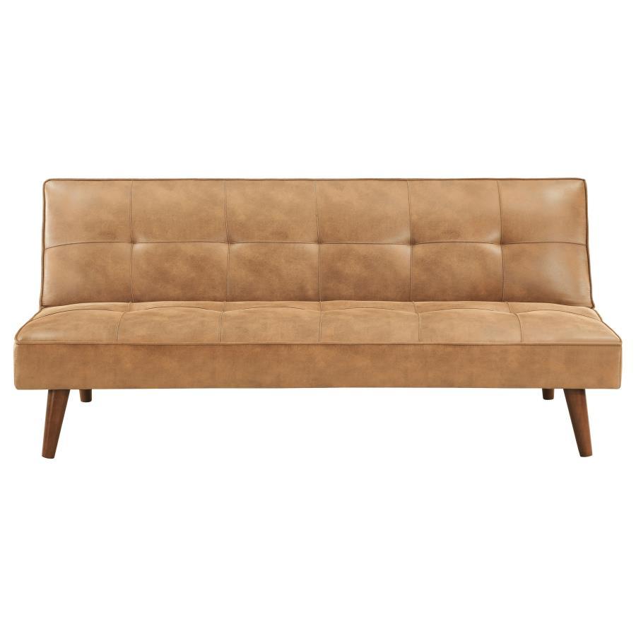 Jenson - Upholstered Tufted Convertible Sofa Bed - Saddle Brown Futon Sofa modern furniture Contempo Furniture