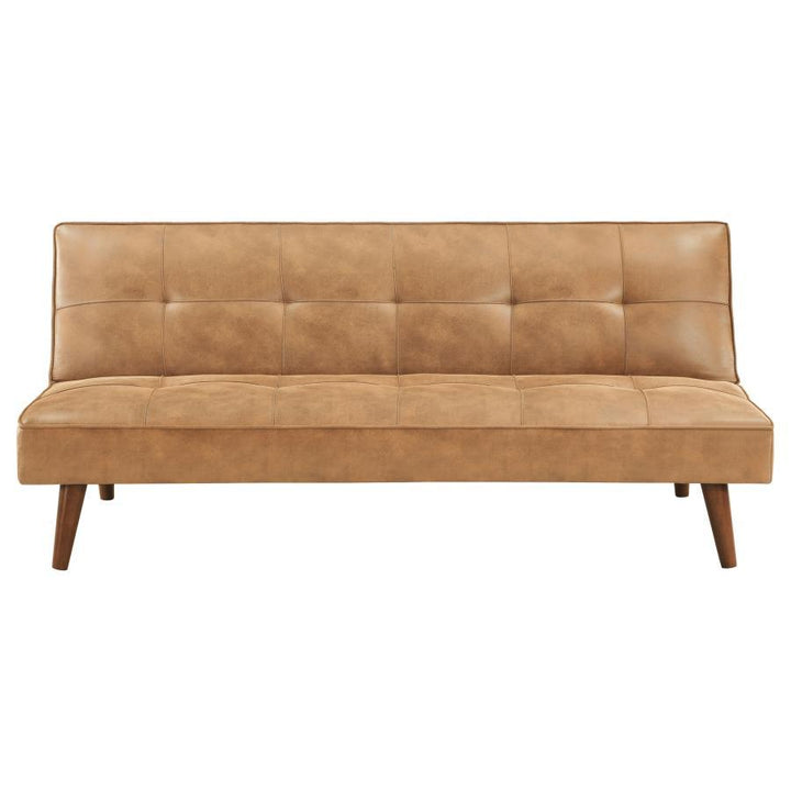 Jenson - Upholstered Tufted Convertible Sofa Bed - Saddle Brown Futon Sofa modern furniture Contempo Furniture