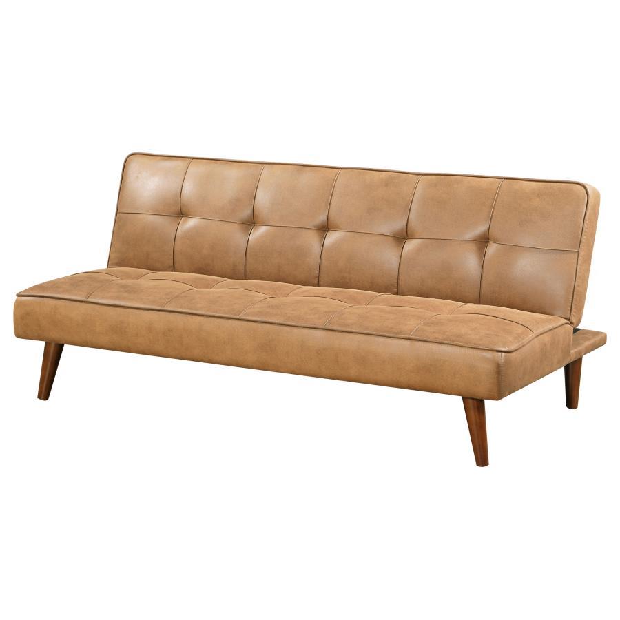 Jenson - Upholstered Tufted Convertible Sofa Bed - Saddle Brown Futon Sofa modern furniture Contempo Furniture