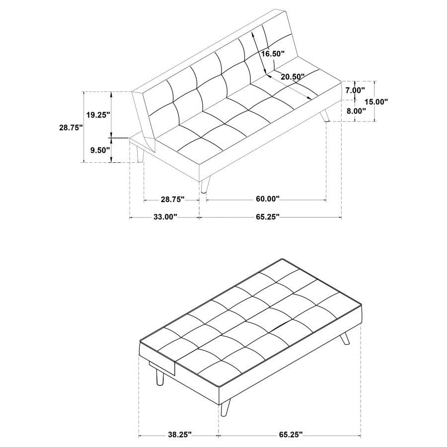 Jenson - Upholstered Tufted Convertible Sofa Bed - Saddle Brown Futon Sofa modern furniture Contempo Furniture