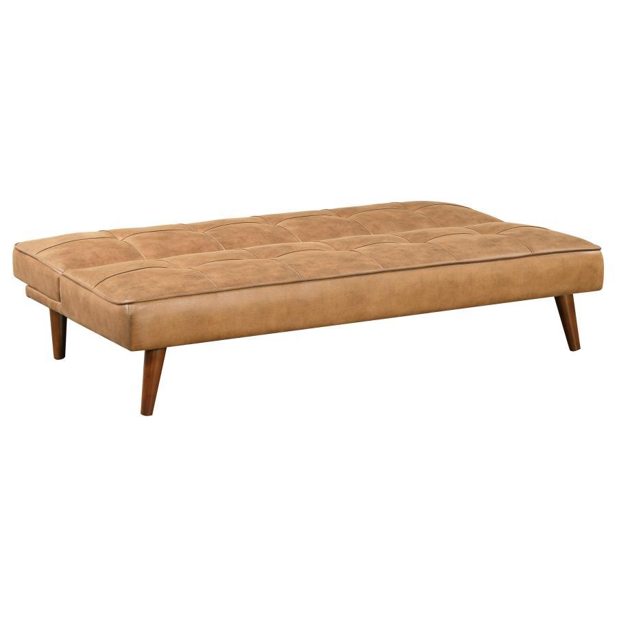 Jenson - Upholstered Tufted Convertible Sofa Bed - Saddle Brown Futon Sofa modern furniture Contempo Furniture