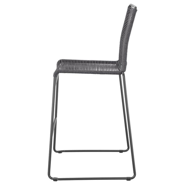 Jerome - Woven Rope Metal Bar Chair (Set of 2) - Charcoal Stool Set modern furniture Contempo Furniture