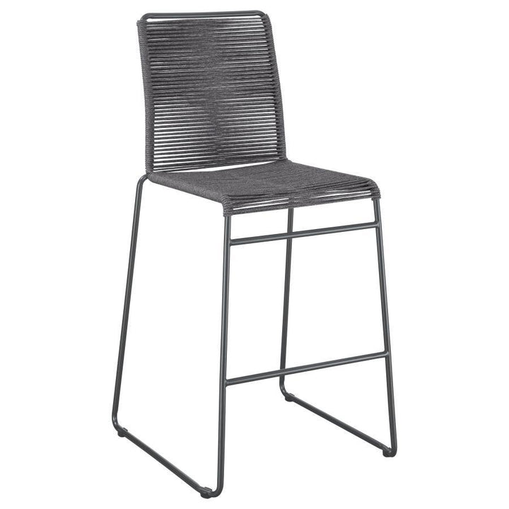 Jerome - Woven Rope Metal Bar Chair (Set of 2) - Charcoal Stool Set modern furniture Contempo Furniture