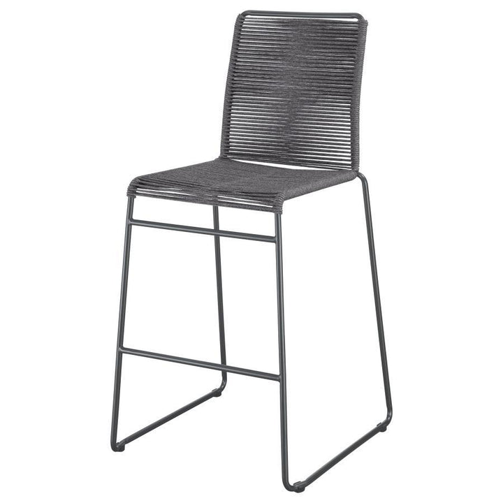 Jerome - Woven Rope Metal Bar Chair (Set of 2) - Charcoal Stool Set modern furniture Contempo Furniture