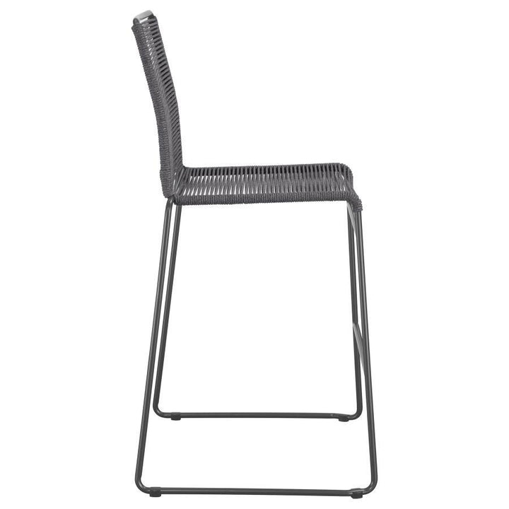 Jerome - Woven Rope Metal Bar Chair (Set of 2) - Charcoal Stool Set modern furniture Contempo Furniture