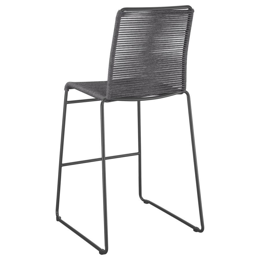 Jerome - Woven Rope Metal Bar Chair (Set of 2) - Charcoal Stool Set modern furniture Contempo Furniture
