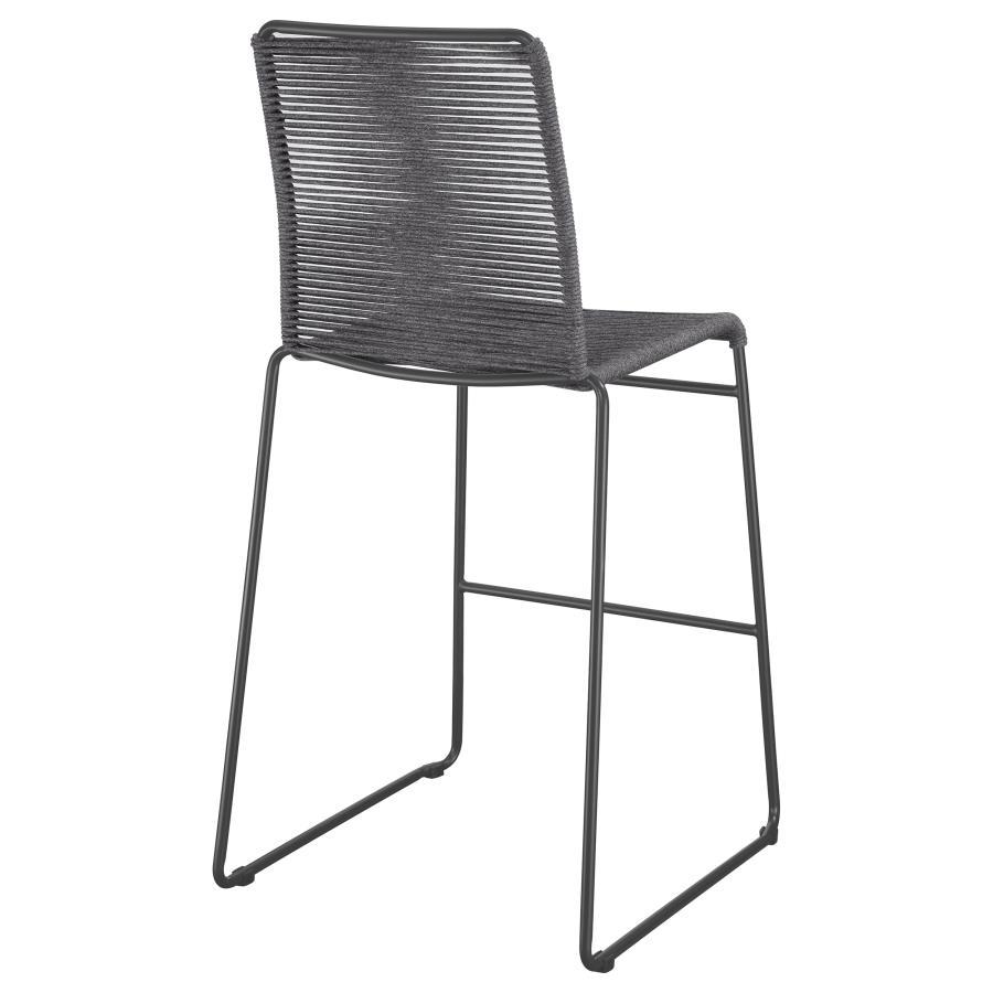 Jerome - Woven Rope Metal Bar Chair (Set of 2) - Charcoal Stool Set modern furniture Contempo Furniture