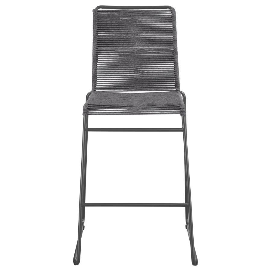 Jerome - Woven Rope Metal Bar Chair (Set of 2) - Charcoal Stool Set modern furniture Contempo Furniture