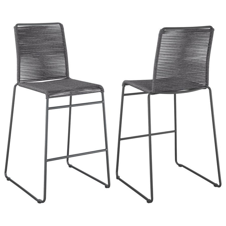Jerome - Woven Rope Metal Bar Chair (Set of 2) - Charcoal Stool Set modern furniture Contempo Furniture