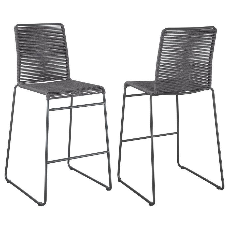 Jerome - Woven Rope Metal Bar Chair (Set of 2) - Charcoal Stool Set modern furniture Contempo Furniture