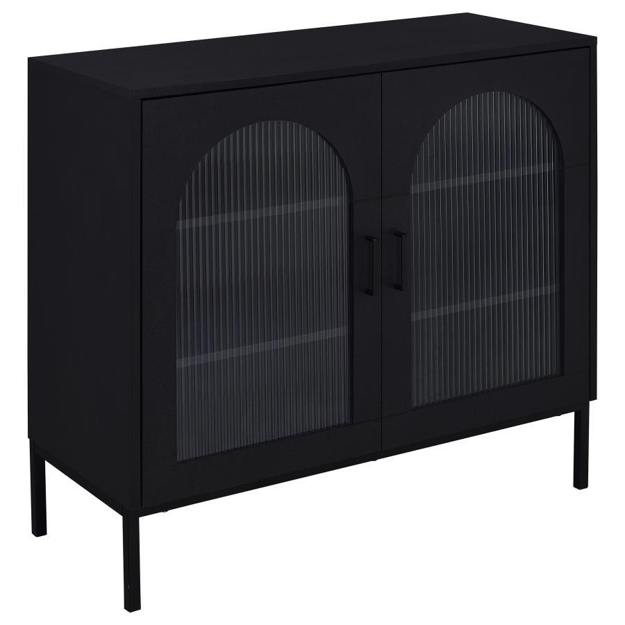 Jess - 2 - Door Arched Fluted Glass Accent Cabinet - Black Accent Cabinet modern furniture Contempo Furniture