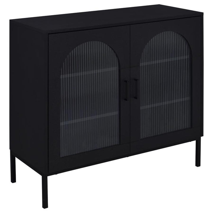 Jess - 2 - Door Arched Fluted Glass Accent Cabinet - Black Accent Cabinet modern furniture Contempo Furniture