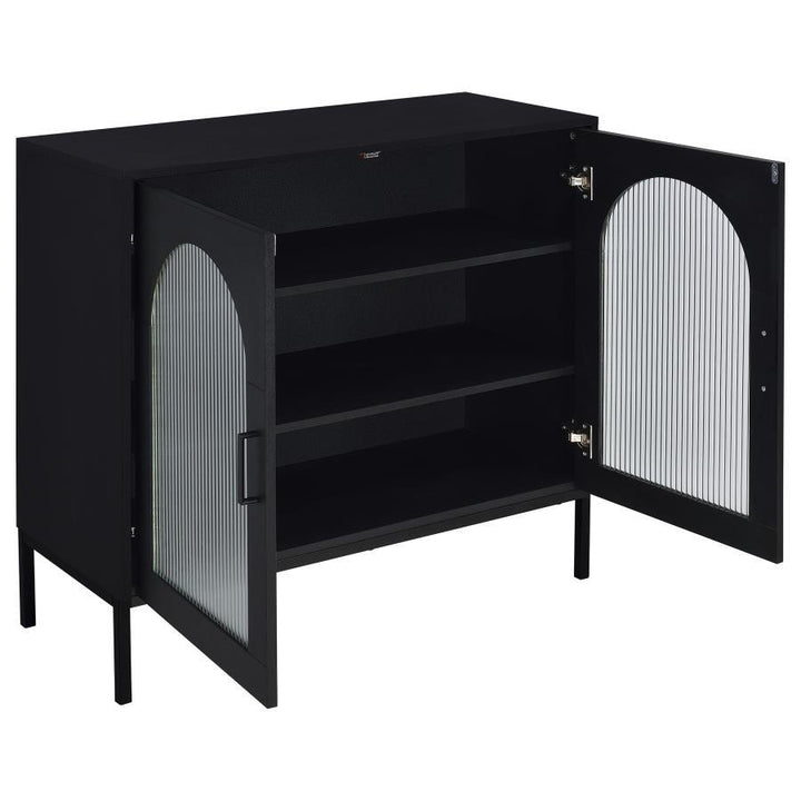 Jess - 2 - Door Arched Fluted Glass Accent Cabinet - Black Accent Cabinet modern furniture Contempo Furniture