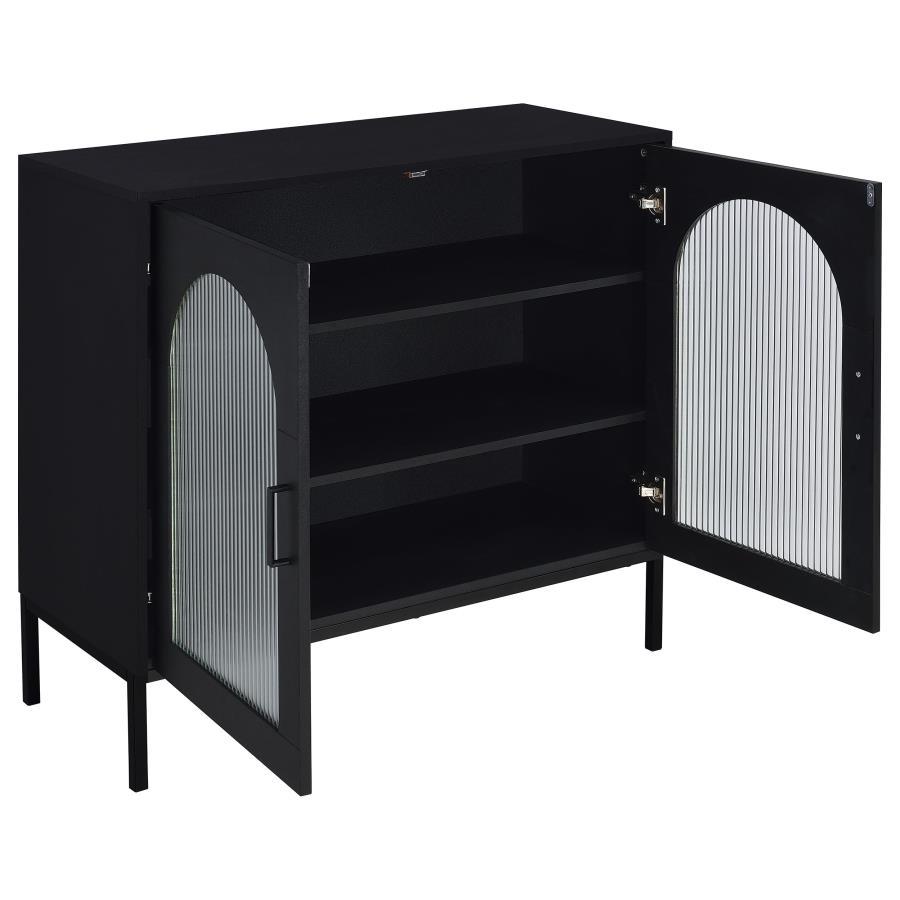 Jess - 2 - Door Arched Fluted Glass Accent Cabinet - Black Accent Cabinet modern furniture Contempo Furniture