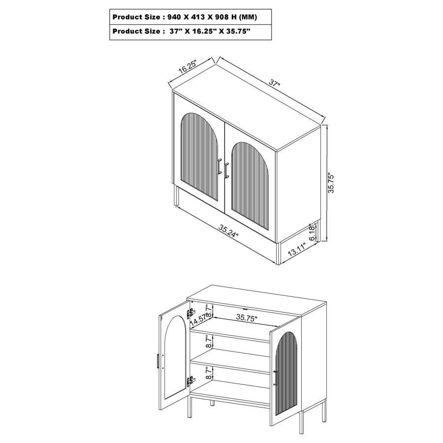 Jess - 2 - Door Arched Fluted Glass Accent Cabinet - Black Accent Cabinet modern furniture Contempo Furniture