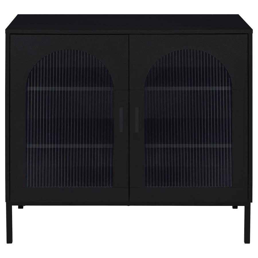 Jess - 2 - Door Arched Fluted Glass Accent Cabinet - Black Accent Cabinet modern furniture Contempo Furniture