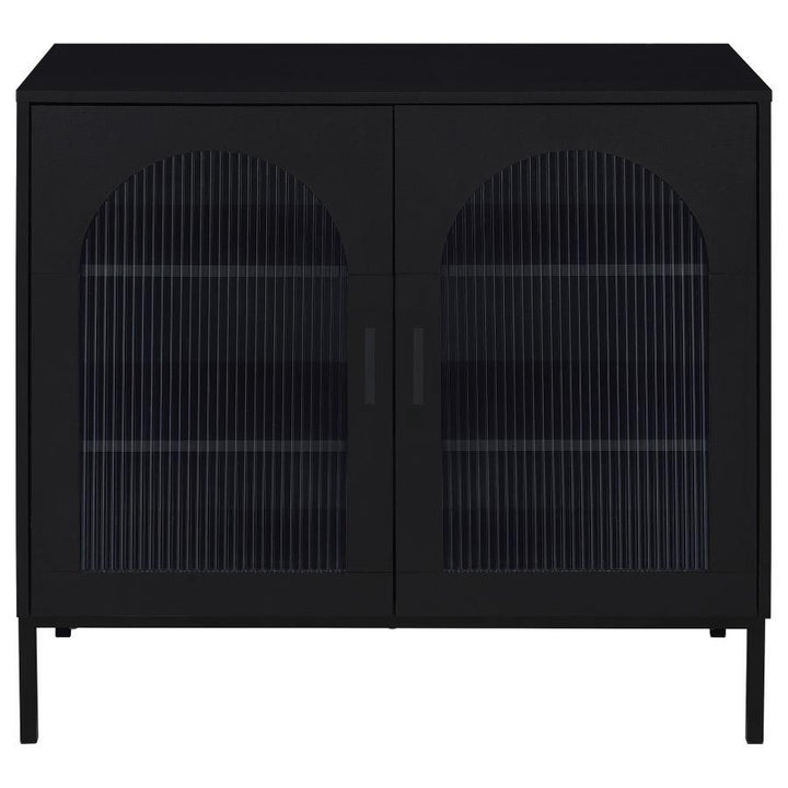 Jess - 2 - Door Arched Fluted Glass Accent Cabinet - Black Accent Cabinet modern furniture Contempo Furniture