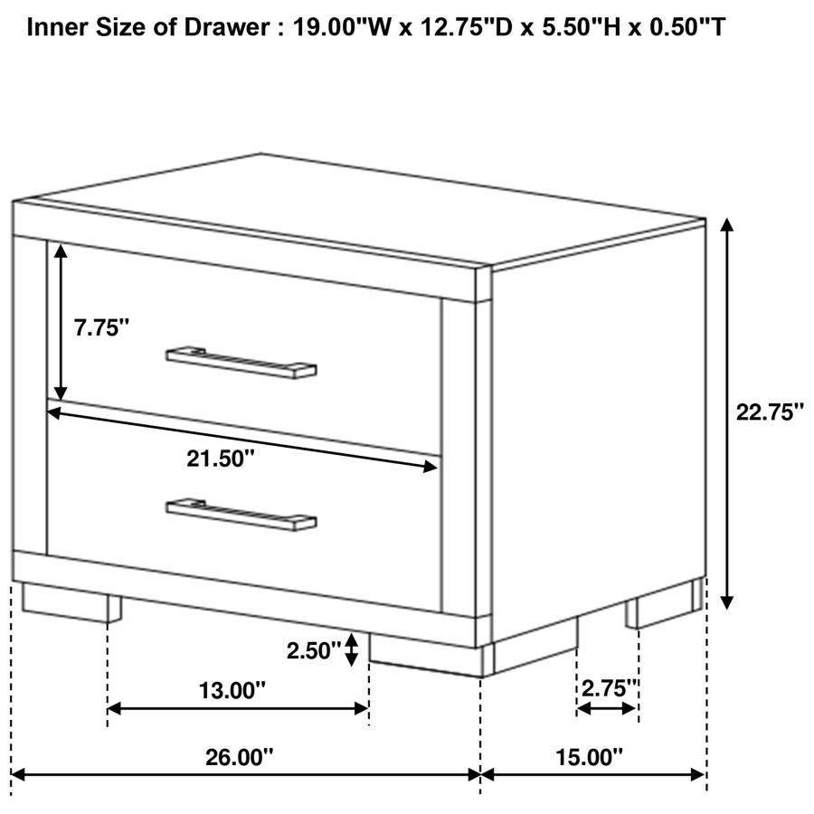Jessica - 2 - Drawer Nightstand - Cappuccino Accent Nightstand modern furniture Contempo Furniture