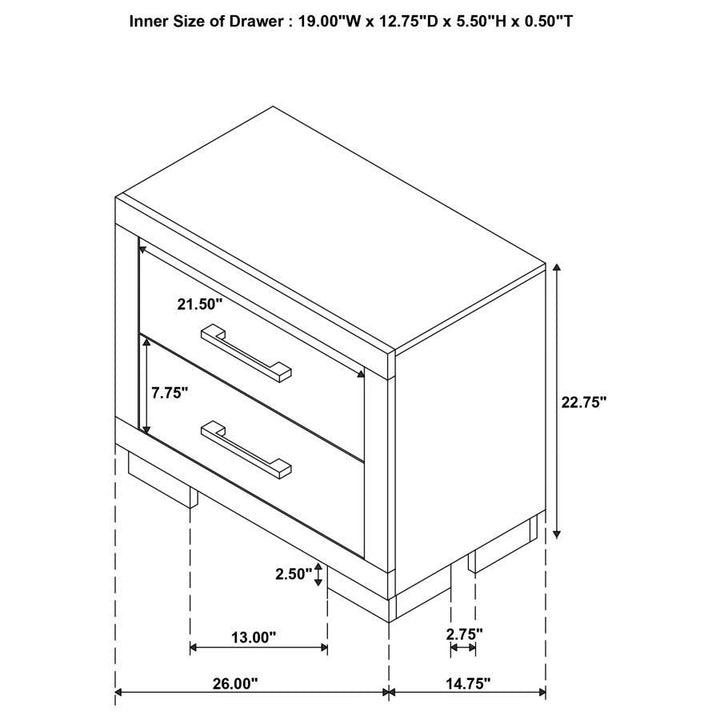 Jessica - 2 - Drawer Nightstand - Cream White Accent Nightstand modern furniture Contempo Furniture