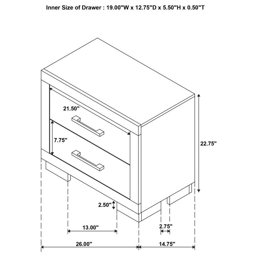 Jessica - 2 - Drawer Nightstand - Cream White Accent Nightstand modern furniture Contempo Furniture