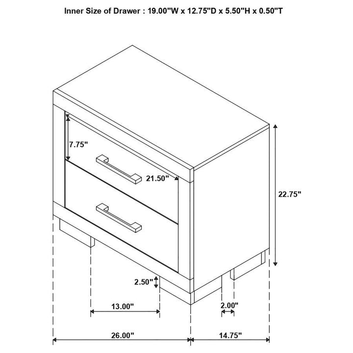 Jessica - 2 - Drawer Nightstand - Cream White Accent Nightstand modern furniture Contempo Furniture