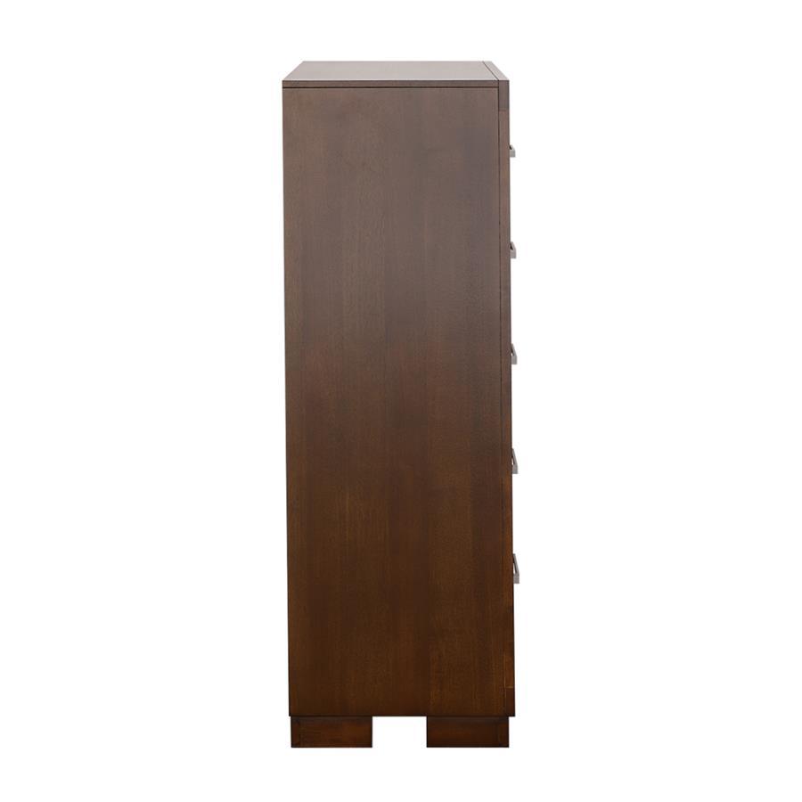 Jessica - 5 - Drawer Bedroom Chest - Cappuccino Accent Chest modern furniture Contempo Furniture