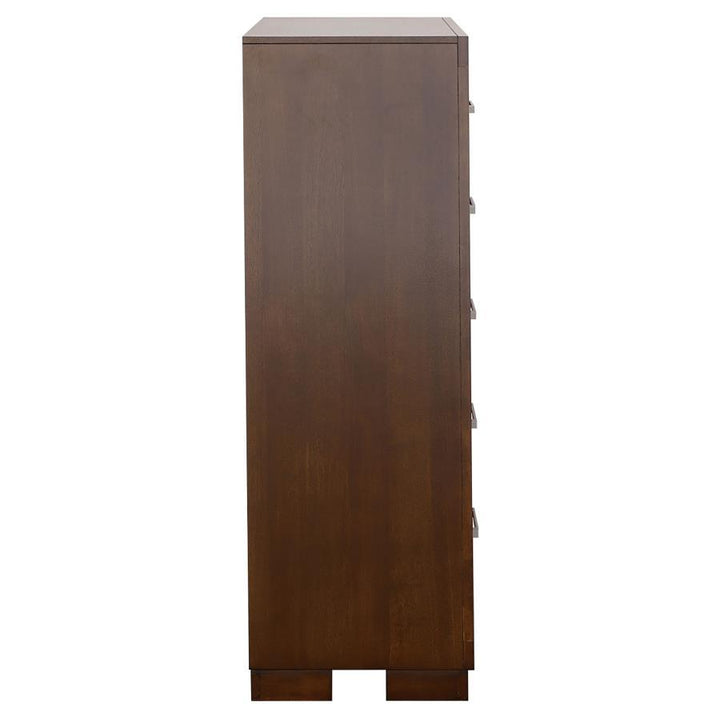 Jessica - 5 - Drawer Bedroom Chest - Cappuccino Accent Chest modern furniture Contempo Furniture
