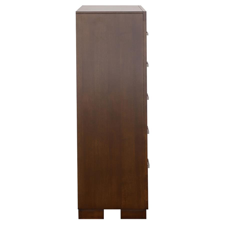 Jessica - 5 - Drawer Bedroom Chest - Cappuccino Accent Chest modern furniture Contempo Furniture
