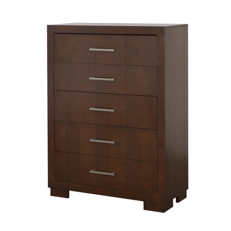 Jessica - 5 - Drawer Bedroom Chest - Cappuccino Accent Chest modern furniture Contempo Furniture