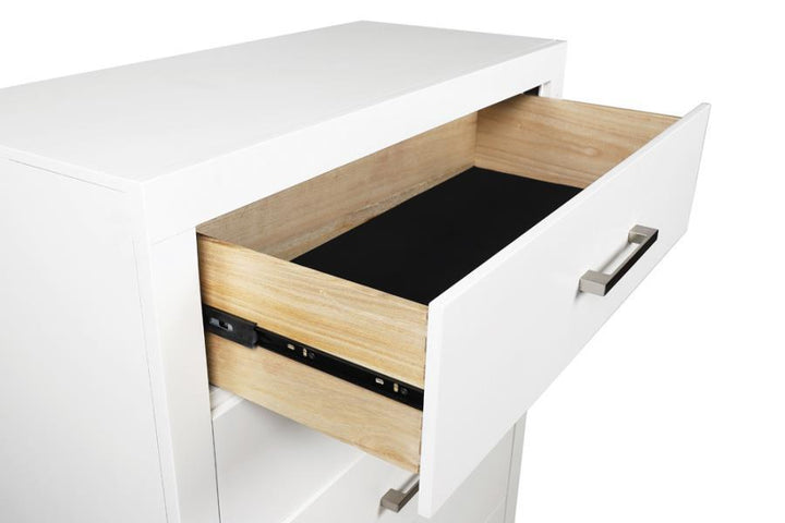 Jessica - 5 - Drawer Bedroom Chest - Cream White Accent Chest modern furniture Contempo Furniture