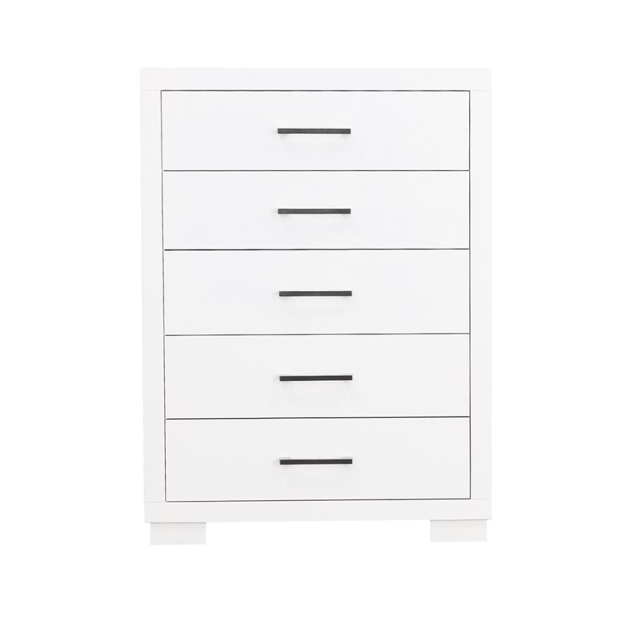 Jessica - 5 - Drawer Bedroom Chest - Cream White Accent Chest modern furniture Contempo Furniture